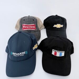 Lot of 4 Men Hat Chevy Automotive Chevrolet Camaro Firestone SiriusXM Adjustable